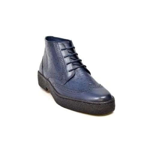 British Walkers Playboy Wingtips Men's Navy Blue Ostrich Leather High Top Boots Chukka Boots Shoes by British Walkers – Don't Panic Shoes