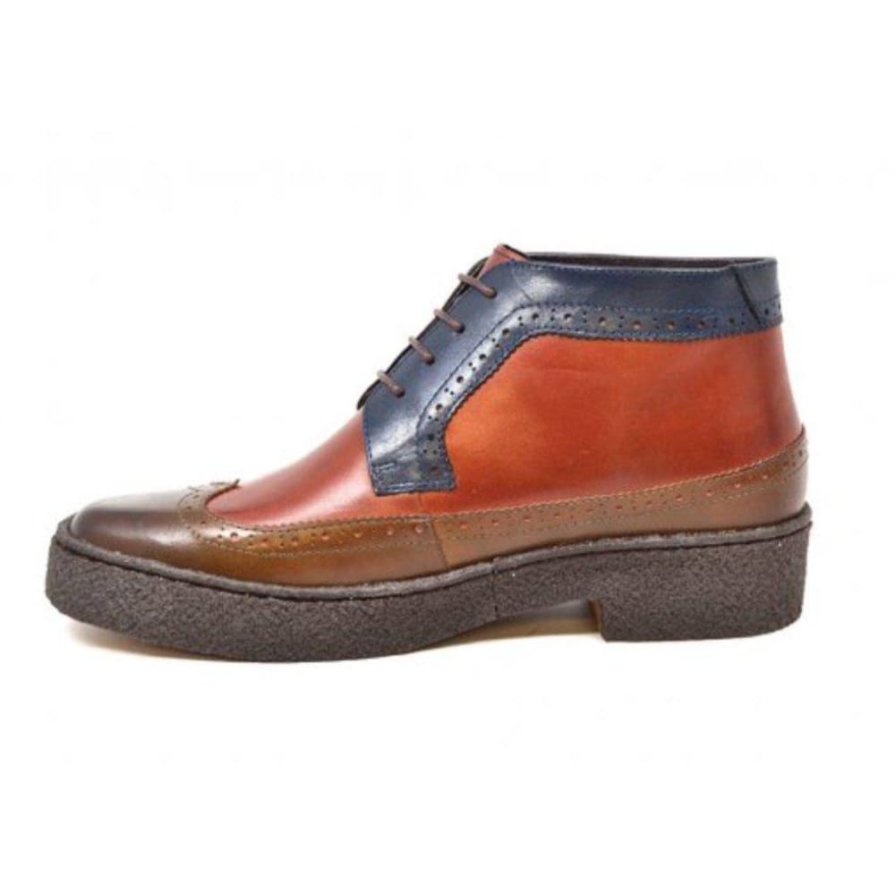 British Walkers Playboy Wingtips Men's Three Tone Olive Combo High Top Lace Up Leather Chukka Boots Shoes by British Walkers – Don't Panic Shoes