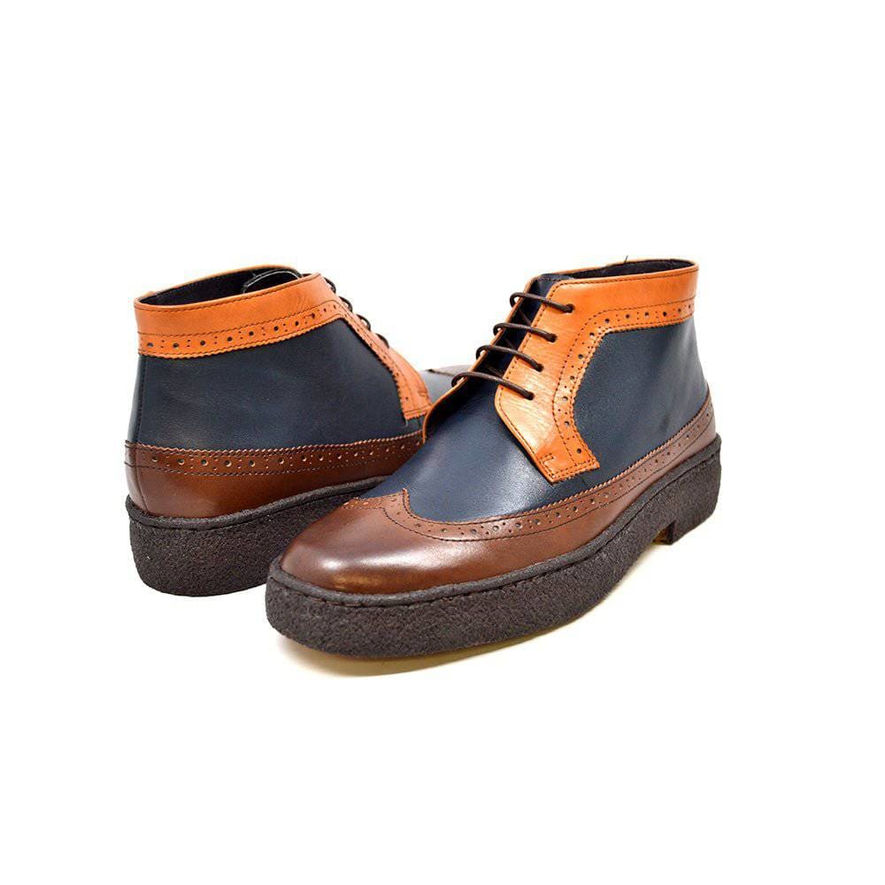 British Walkers Playboy Wingtips Men's Three Tone Olive Combo High Top Lace Up Leather Chukka Boots Shoes by British Walkers – Don't Panic Shoes