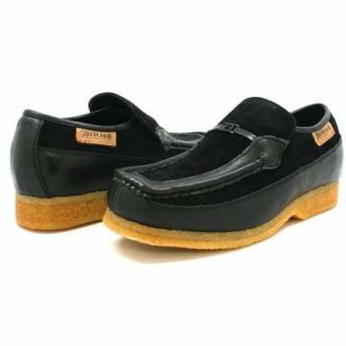 British Walkers Power Men's Black Leather And Suede Old School Slip On Shoes by British Walkers – Don't Panic Shoes