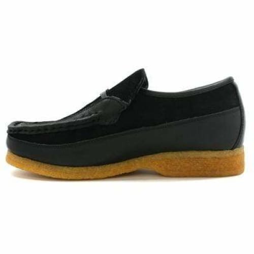 British Walkers Power Men's Black Leather And Suede Old School Slip On Shoes by British Walkers – Don't Panic Shoes