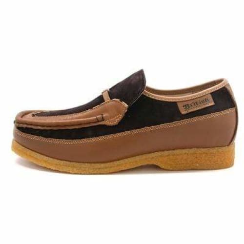 British Walkers Power Men's Brown And Tan Leather Crepe Sole Slip Ons Shoes by British Walkers – Don't Panic Shoes