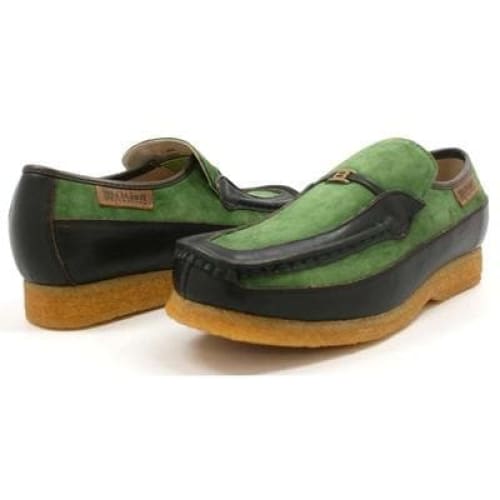 British Walkers Power Men's Green And Brown Leather Crepe Sole Slip Ons Shoes by British Walkers – Don't Panic Shoes
