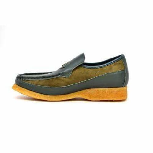 British Walkers Power Men's Green Leather And Suede Crepe Sole Slip Ons Shoes by British Walkers – Don't Panic Shoes