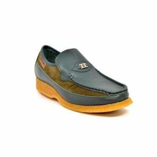 British Walkers Power Men's Green Leather And Suede Crepe Sole Slip Ons Shoes by British Walkers – Don't Panic Shoes