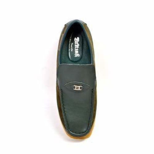 British Walkers Power Men's Green Leather And Suede Crepe Sole Slip Ons Shoes by British Walkers – Don't Panic Shoes