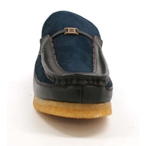 British Walkers Power Men's Navy And Brown Suede Old School Slip On Shoes by British Walkers – Don't Panic Shoes