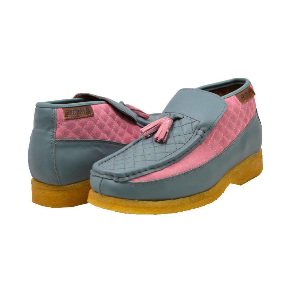 British Walkers Prince Men's Gray And Pink Leather With Pink Tassel Shoes by British Walkers – Don't Panic Shoes
