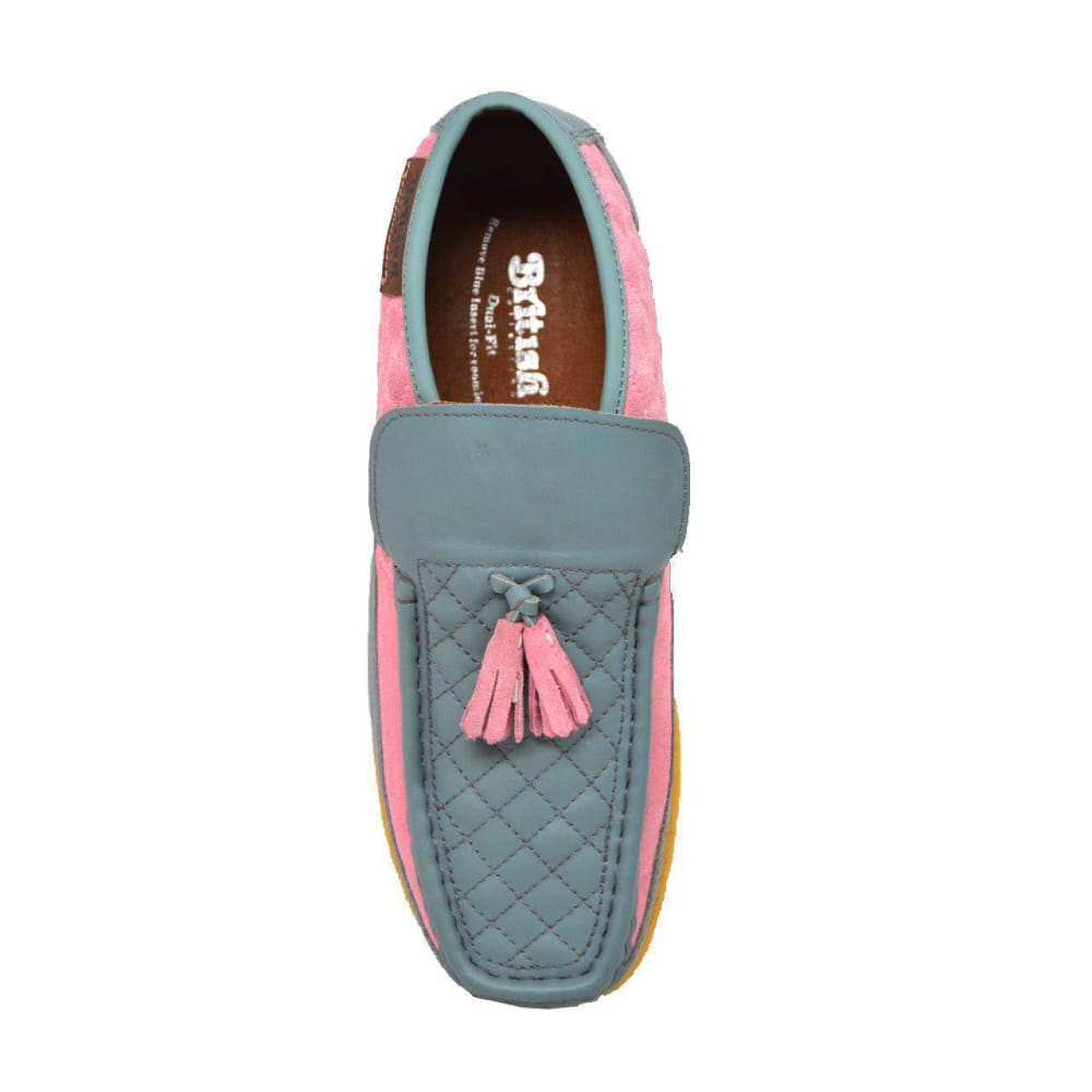 British Walkers Prince Men's Gray And Pink Leather With Pink Tassel Shoes by British Walkers – Don't Panic Shoes