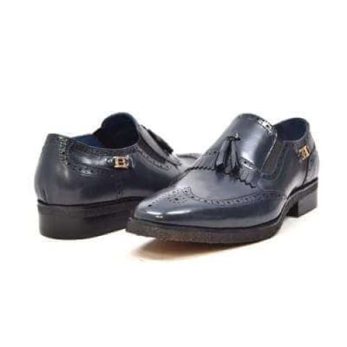 British Walkers Rick Men's Navy Leather Slip On Shoes by British Walkers – Don't Panic Shoes