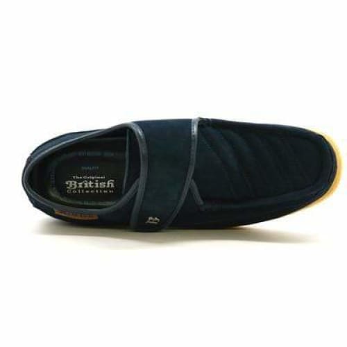 British Walkers Royal Old School Men's Navy Blue Leather And Suede Slip Ons Shoes by British Walkers – Don't Panic Shoes