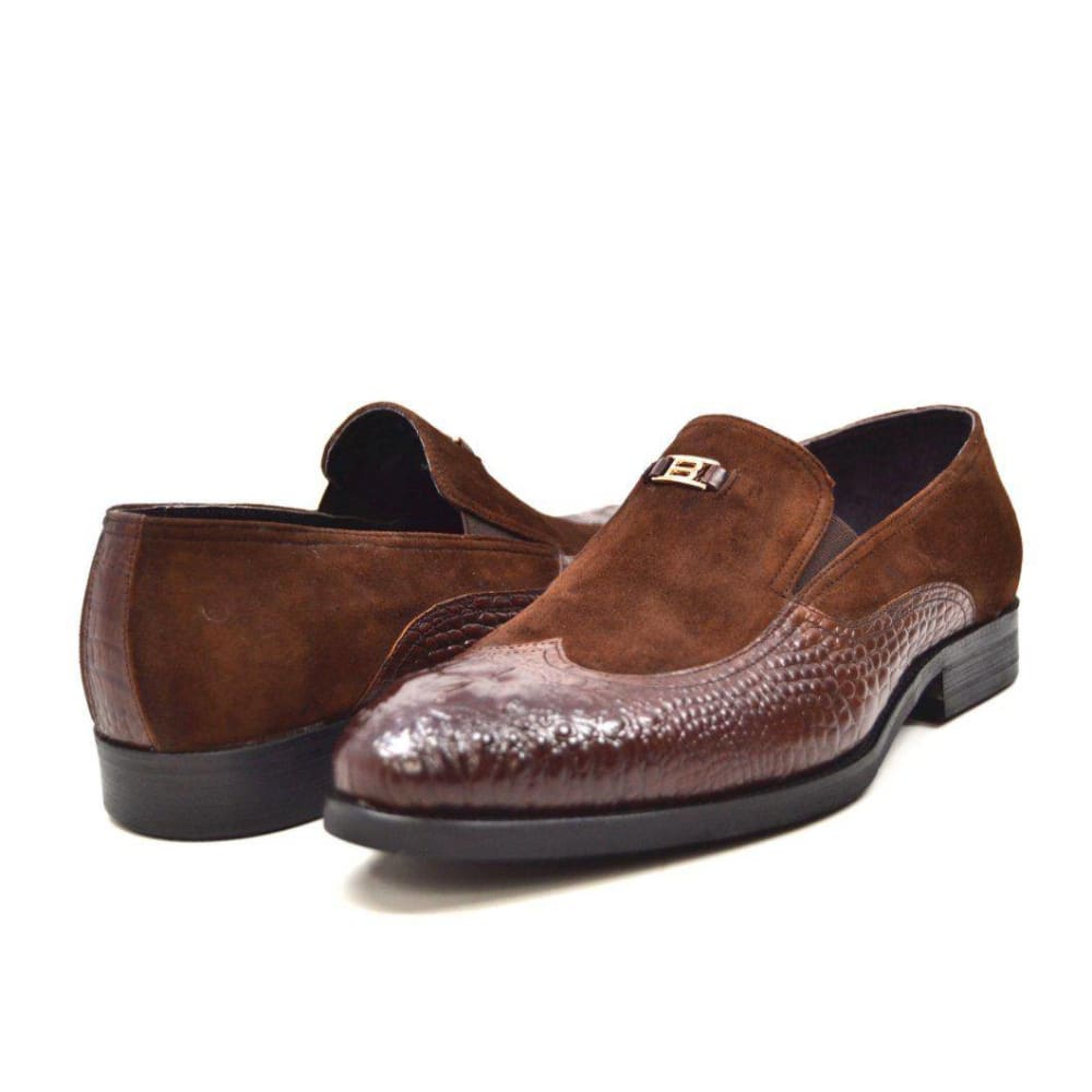 British Walkers Shiraz Croc Men's Crocodile Leather And Suede Loafers Shoes by British Walkers – Don't Panic Shoes
