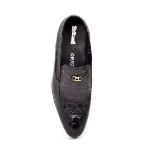 British Walkers Shiraz Crocs Men's Black Crocodile Leather Loafers Shoes by British Walkers – Don't Panic Shoes