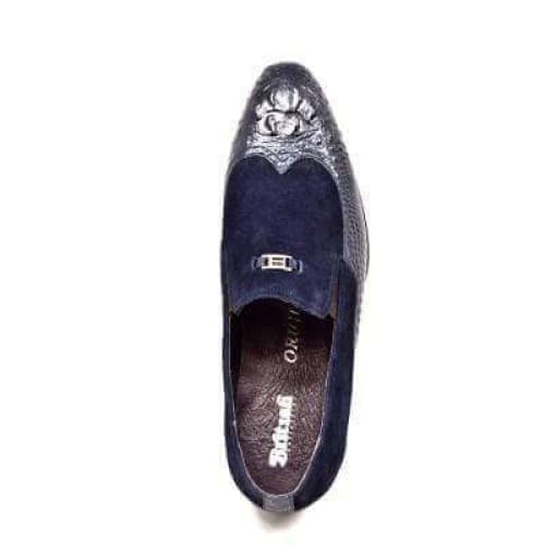 British Walkers Shiraz Men's Navy Blue Crocodile Leather And Suede Loafers Shoes by British Walkers – Don't Panic Shoes