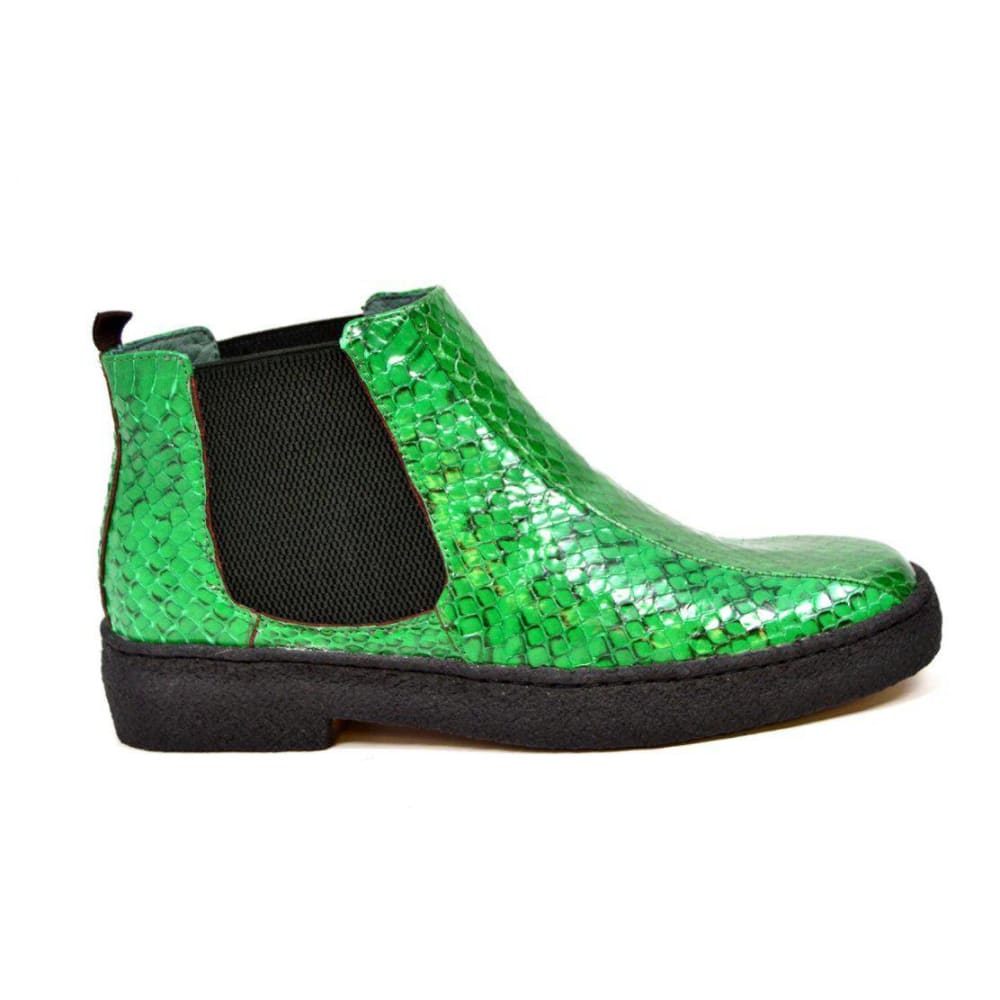 British Walkers Soho Men's Green Snake Skin Leather Custom Made Boots Shoes by British Walkers – Don't Panic Shoes