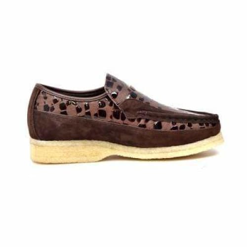 BritiSh Walkers Stone Men’s Brown Pattern Leather Crepe Sole Slip - On Shoes – Handcrafted Textured Leather With Classic Urban Comfort Shoes by British Walkers – Don't Panic Shoes