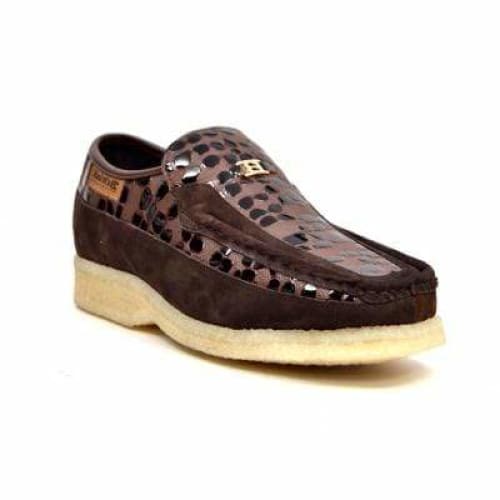 BritiSh Walkers Stone Men’s Brown Pattern Leather Crepe Sole Slip - On Shoes – Handcrafted Textured Leather With Classic Urban Comfort Shoes by British Walkers – Don't Panic Shoes