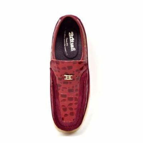 BritiSh Walkers Stone Men’s Wine Red Pattern Suede Slip - On Shoes – Handcrafted Textured Classic With Bold Vintage Flair Shoes by British Walkers – Don't Panic Shoes