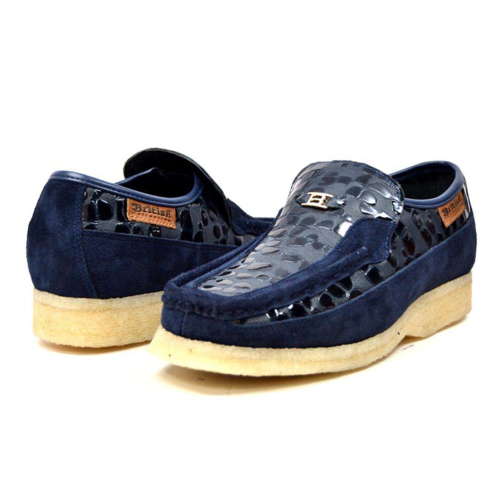 BritiSh Walkers Stone Pattern Men’s Suede Crepe Sole Slip - On Shoes – Handcrafted Textured Classic With Retro Urban Style Shoes by British Walkers – Don't Panic Shoes