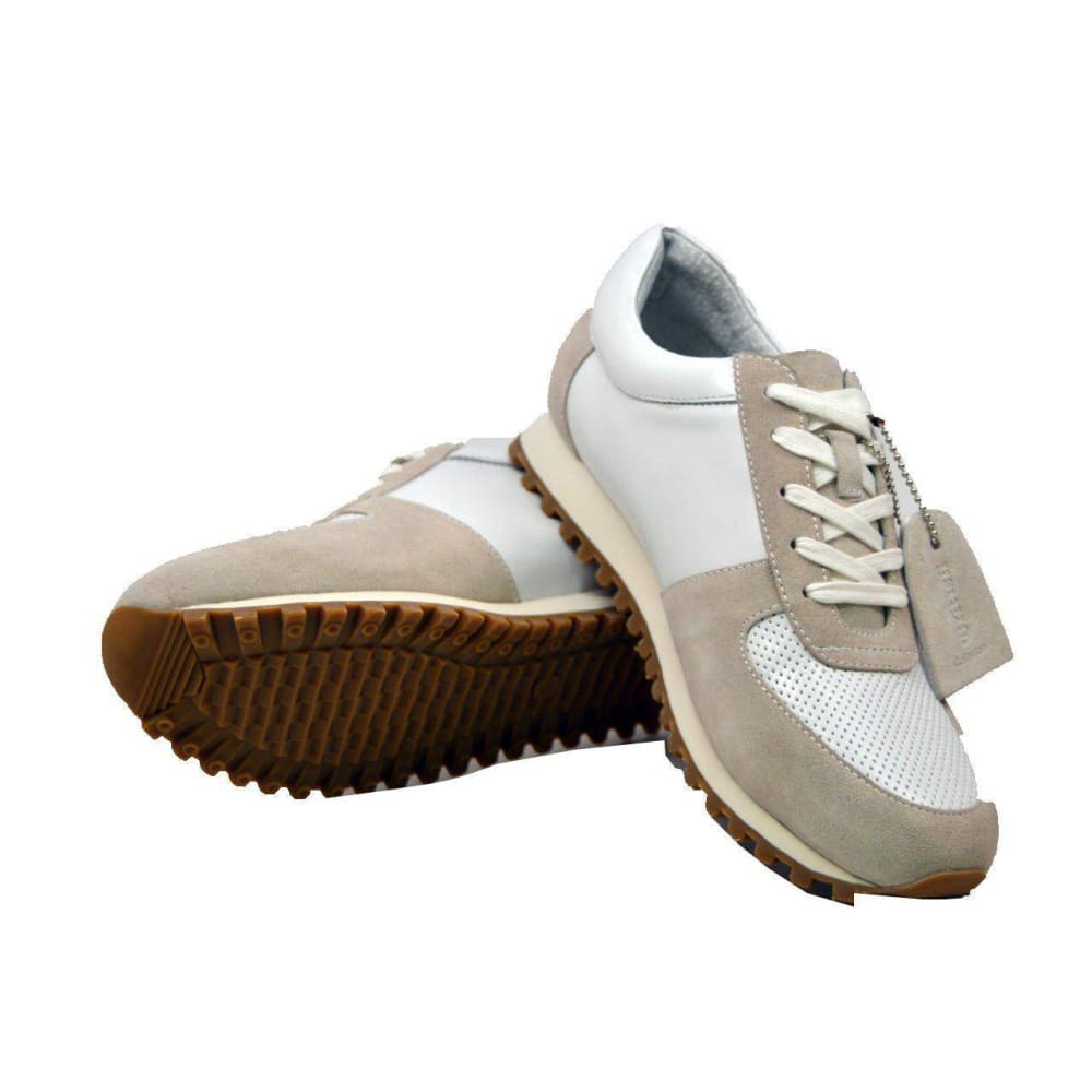 British Walkers Surrey Men's Beige & White Suede Low Tops – Refined 80s Heritage Sneaker Crafted For Everyday Sophistication Shoes by British Walkers – Don't Panic Shoes