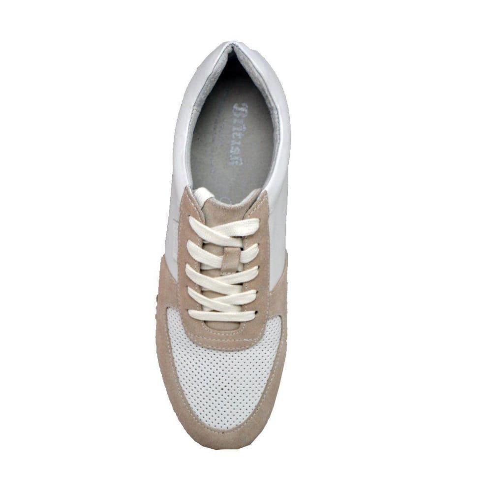 British Walkers Surrey Men's Beige & White Suede Low Tops – Refined 80s Heritage Sneaker Crafted For Everyday Sophistication Shoes by British Walkers – Don't Panic Shoes
