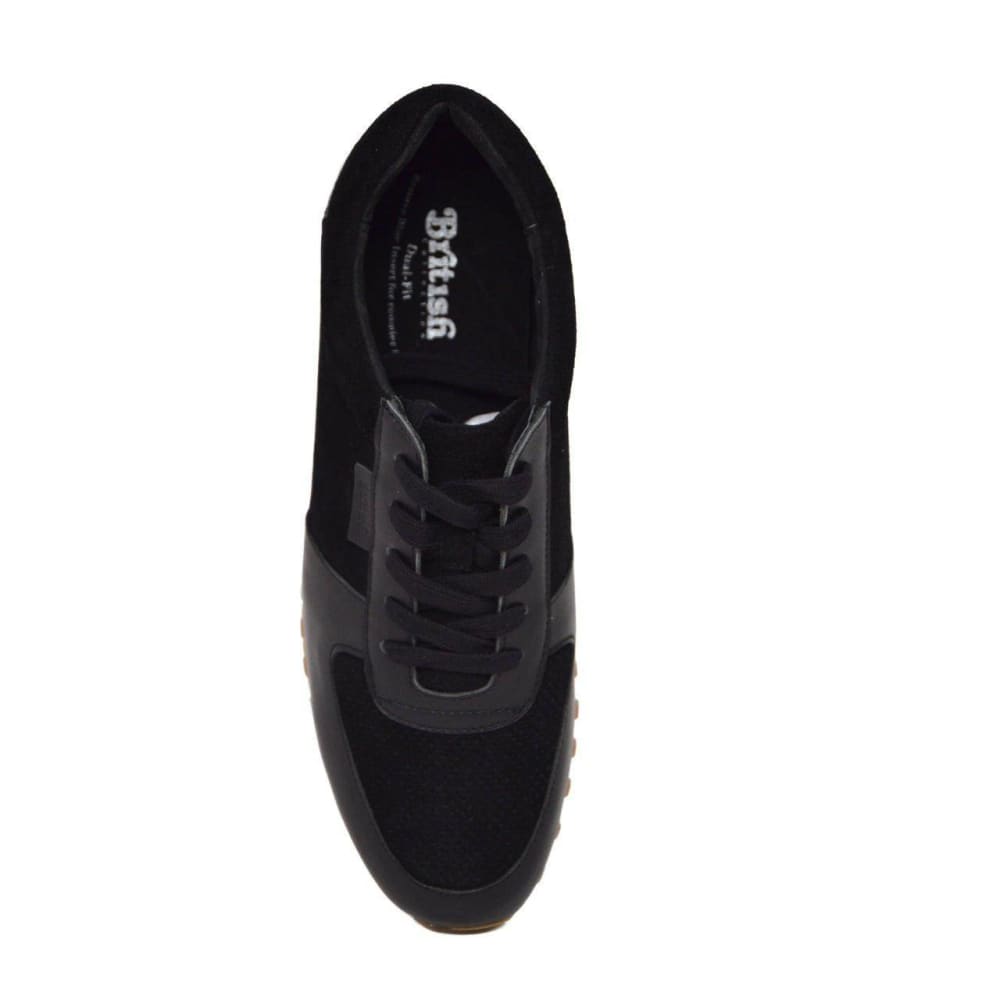British Walkers Surrey Men's Black Leather Low Top Sneakers Shoes by British Walkers – Don't Panic Shoes