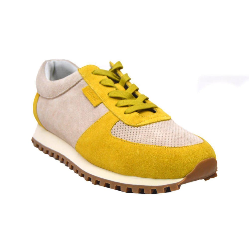 British Walkers Surrey Men's Yellow And Beige Low Top Sneakers Shoes by British Walkers – Don't Panic Shoes
