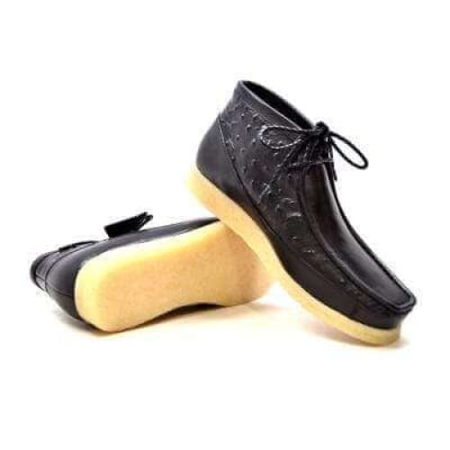 BritiSh Walkers Walker 100 – Black Ostrich Leather Men’s Chukka Boot | Exotic Premium Craft With Refined Power Style Shoes by British Walkers – Don't Panic Shoes