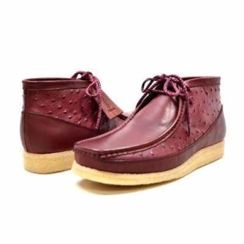BritiSh Walkers Walker 100 – Burgundy Ostrich Leather Men’s Chukka Boot | Exotic Prestige Craft With Timeless Luxe Power Shoes by British Walkers – Don't Panic Shoes