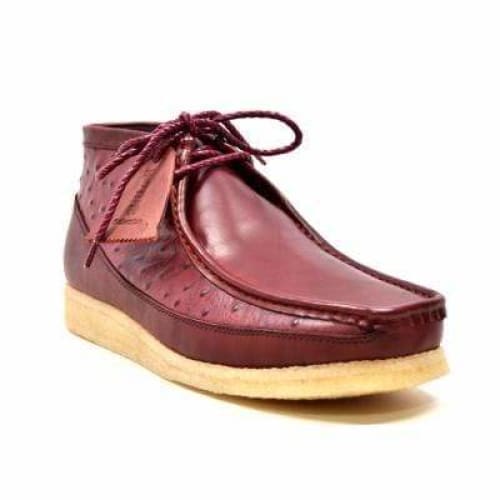 BritiSh Walkers Walker 100 – Burgundy Ostrich Leather Men’s Chukka Boot | Exotic Prestige Craft With Timeless Luxe Power Shoes by British Walkers – Don't Panic Shoes