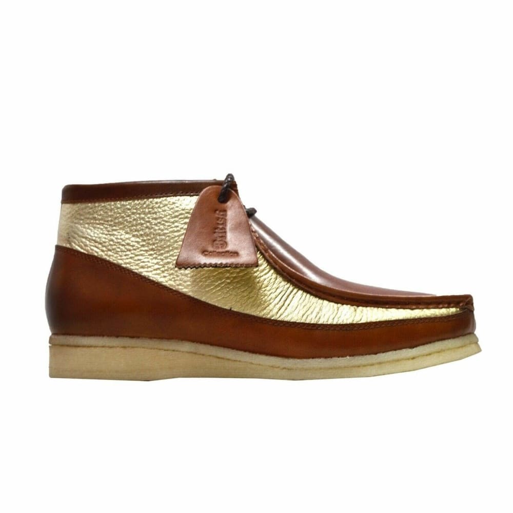BritiSh Walkers Walker 100 – Cognac & Gold Leather Men’s Chukka Boot | Opulent Two - Tone Craft With Timeless British Prestige Shoes by British Walkers – Don't Panic Shoes