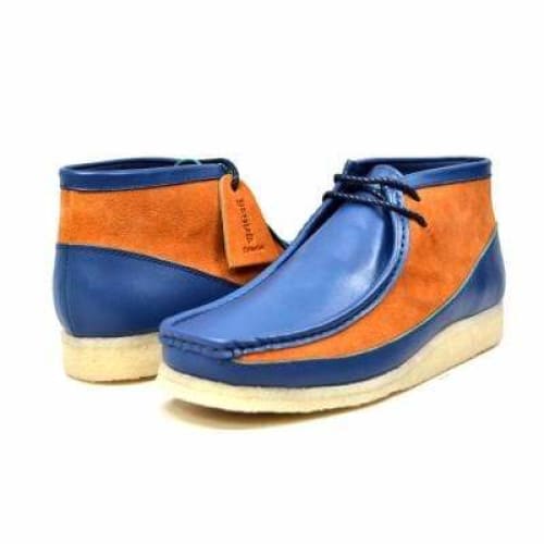 BritiSh Walkers Walker 100 – Navy & Orange Leather Men’s Chukka Boot | Bold Two - Tone Craft With Striking British Style Shoes by British Walkers – Don't Panic Shoes