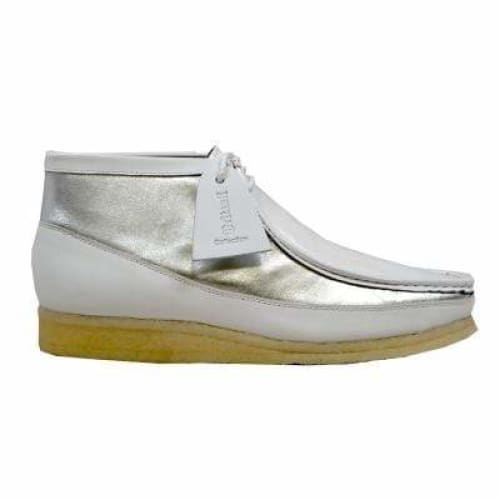 BritiSh Walkers Walker 100 – White & Silver Leather Men’s Chukka Boot | Clean Two - Tone Craft With Refined Urban Style Shoes by British Walkers – Don't Panic Shoes
