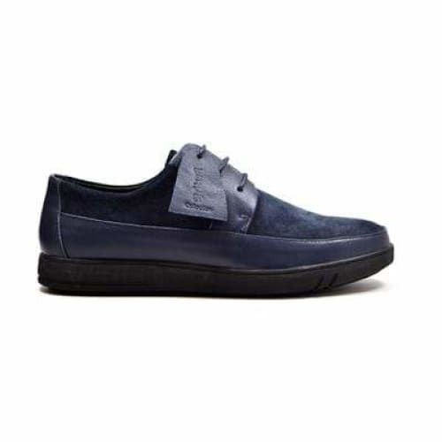 British Walkers Westminster Bally Style Men's Navy Blue Leather And Suede Low Top Sneakers Shoes by British Walkers – Don't Panic Shoes