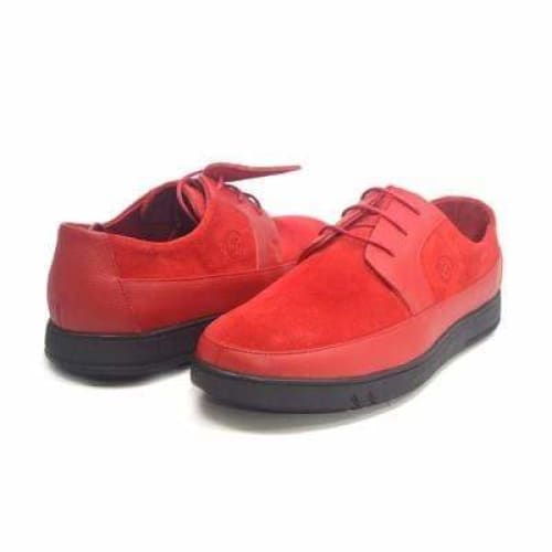 British Walkers Westminster Bally Style Men's Red Leather And Suede Low Top Sneakers Shoes by British Walkers – Don't Panic Shoes