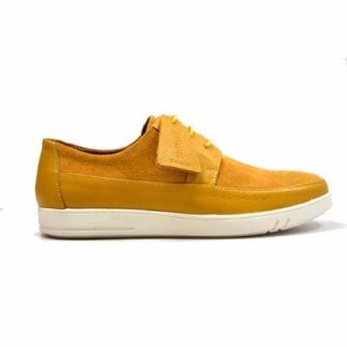 British Walkers Westminster Bally Style Men's Yellow Leather And Suede Low Top Sneakers Shoes by British Walkers – Don't Panic Shoes