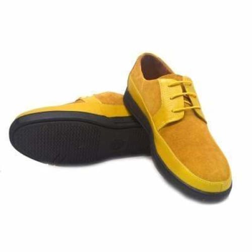 British Walkers Westminster Bally Style Men's Yellow Leather And Suede Low Top Sneakers Shoes by British Walkers – Don't Panic Shoes