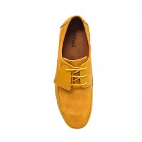 British Walkers Westminster Bally Style Men's Yellow Leather And Suede Low Top Sneakers Shoes by British Walkers – Don't Panic Shoes