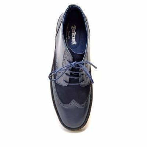 British Walkers Wingtip Limited Edition Men's Navy Blue Leather And Suede High Tops Shoes by British Walkers – Don't Panic Shoes