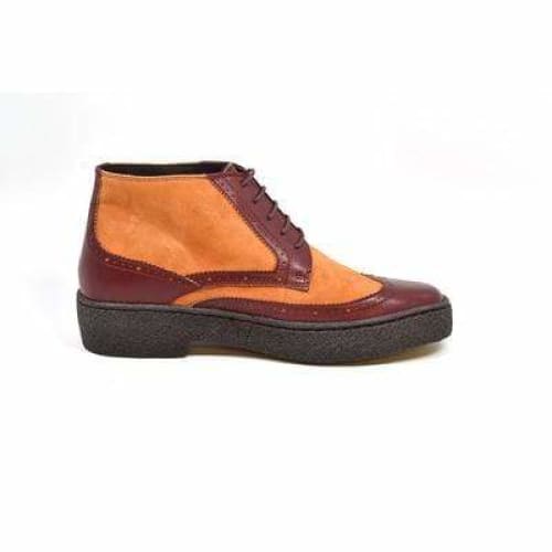 British Walkers Wingtip Men's Two Tone Burgundy And Rust Leather Shoes by British Walkers – Don't Panic Shoes