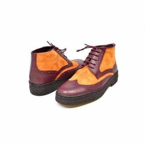 British Walkers Wingtip Men's Two Tone Burgundy And Rust Leather Shoes by British Walkers – Don't Panic Shoes