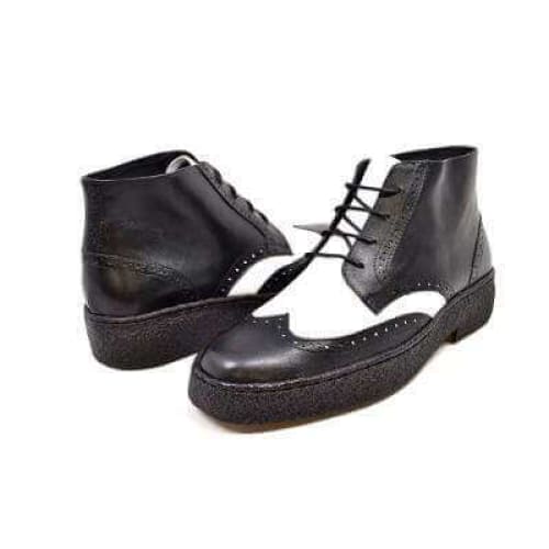 British Walkers Wingtip Two Tone Men's Black And White Leather Shoes by British Walkers – Don't Panic Shoes