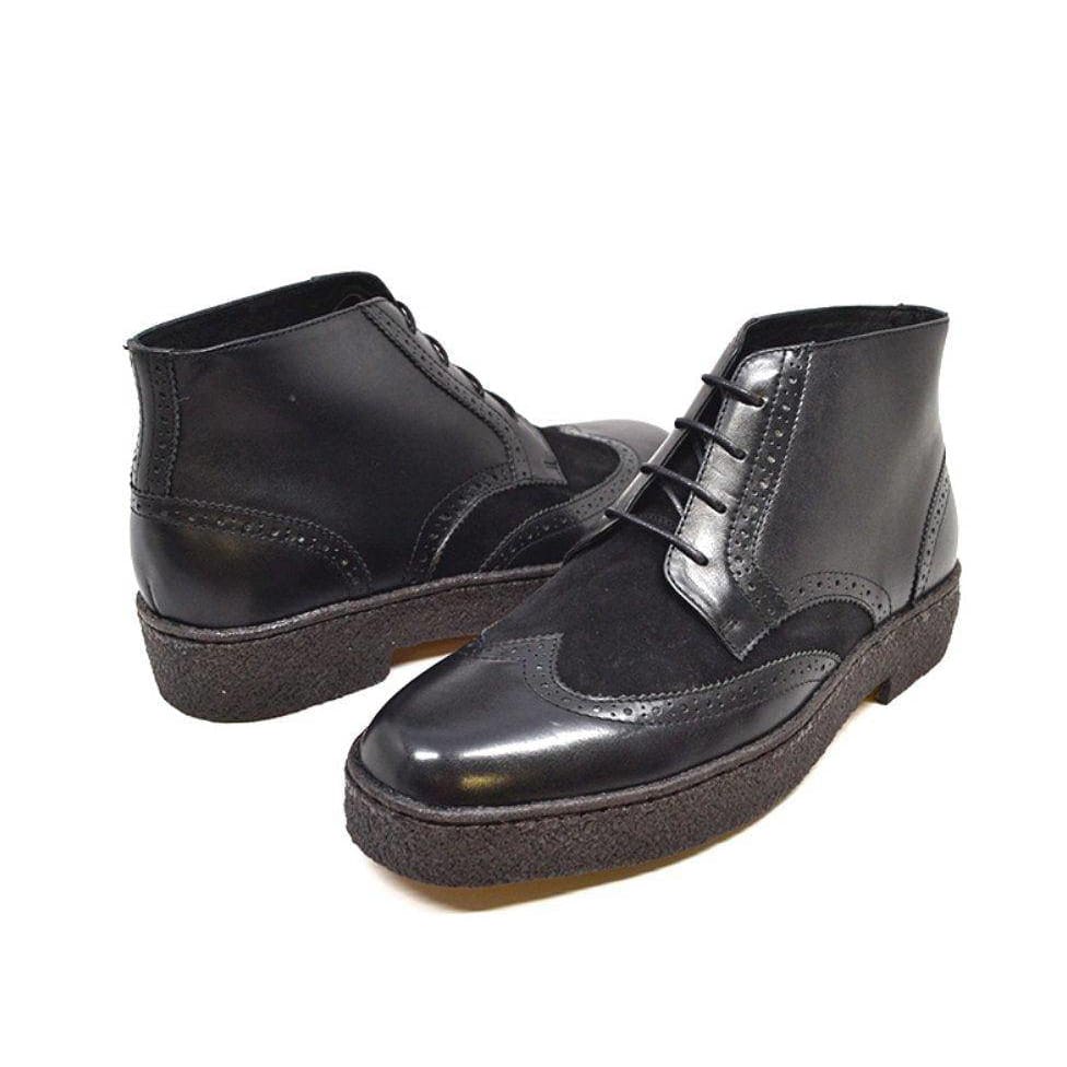 British Walkers Wingtips Limited Edition Men's Black Leather And Suede Chukka Boots Shoes by British Walkers – Don't Panic Shoes