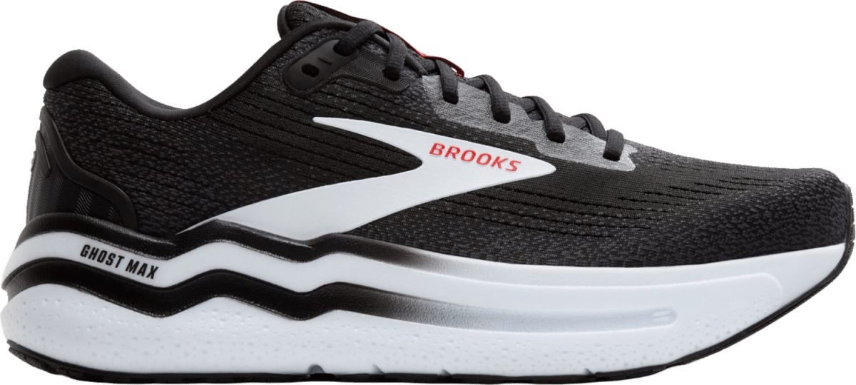 Brooks Ghost Max 2 Men's Performance Running Shoes Black White Fiery Red 1104311d027 Footwear by Brooks – Don't Panic Shoes