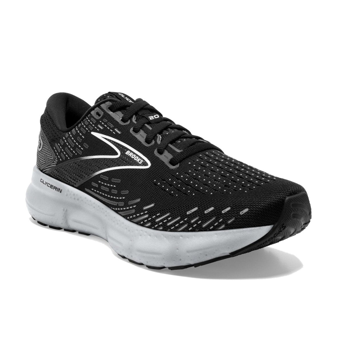BrookS Glycerin 20 Women’s Road Running Shoe Plush Cushioning Black White Alloy 1203691b059 Footwear by Brooks – Don't Panic Shoes