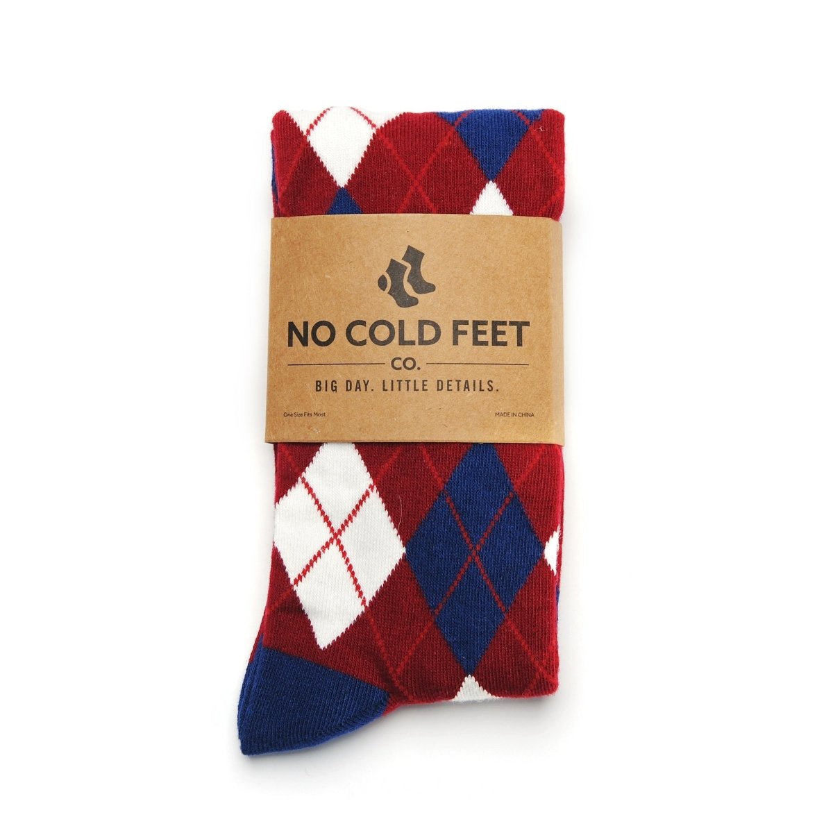 Burgundy And Navy Argyle Socks Socks by No Cold Feet – Don't Panic Shoes