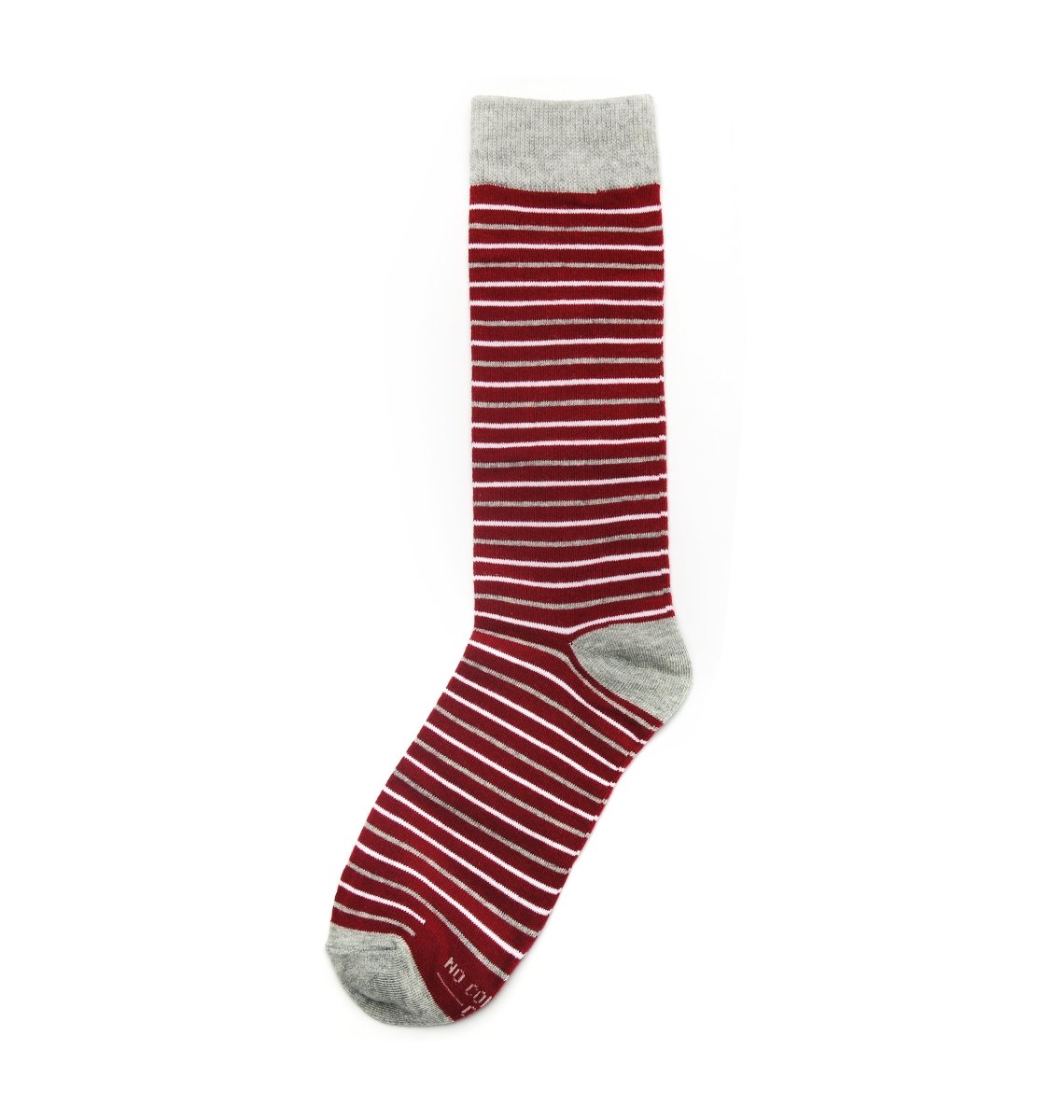 Burgundy And White Striped Cotton Crew Socks Mid Calf Comfortable Everyday Wear Pack Of Three Socks by No Cold Feet – Don't Panic Shoes