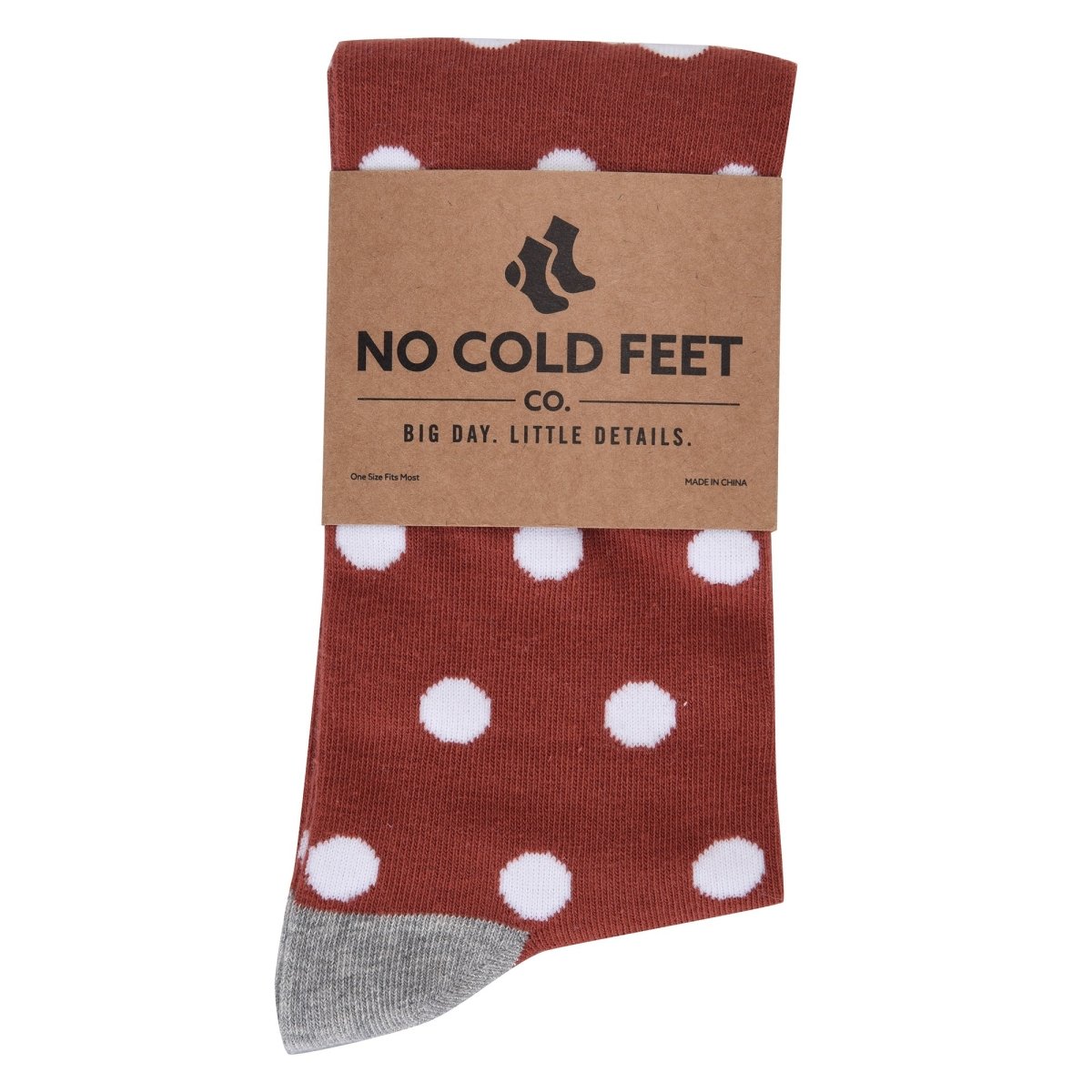 Burnt Orange White Polka Dot Socks Patterned Fun Fashionable Everyday Dress And Casual Wear Socks by No Cold Feet – Don't Panic Shoes