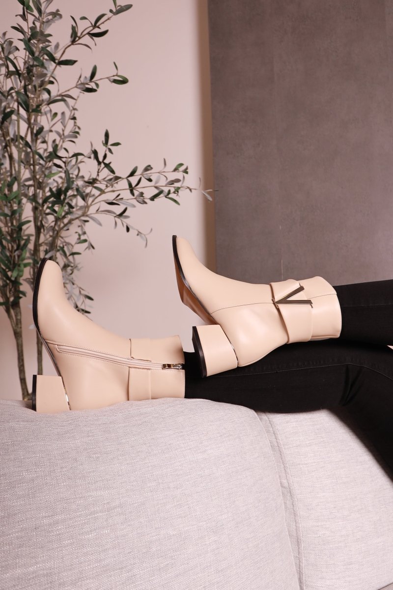 Cadence Booties Beige Shoes by Vaila Shoes – Don't Panic Shoes