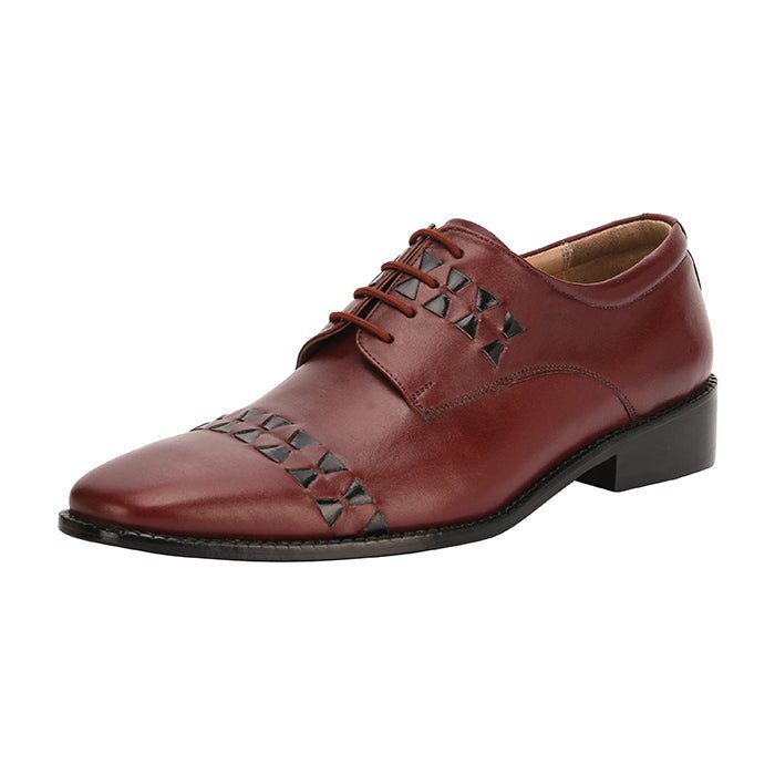 Carrey Leather Derby Style Dress Shoes For Men - Black And Burgundy Colors Shoes by Libertyzeno – Don't Panic Shoes